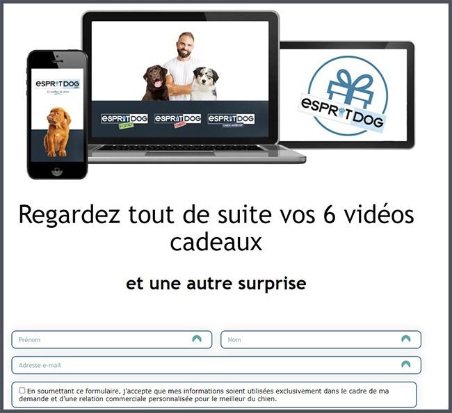 Capture d'écran de contenus vidéo exclusifs en échange d'une inscription à une newsletter