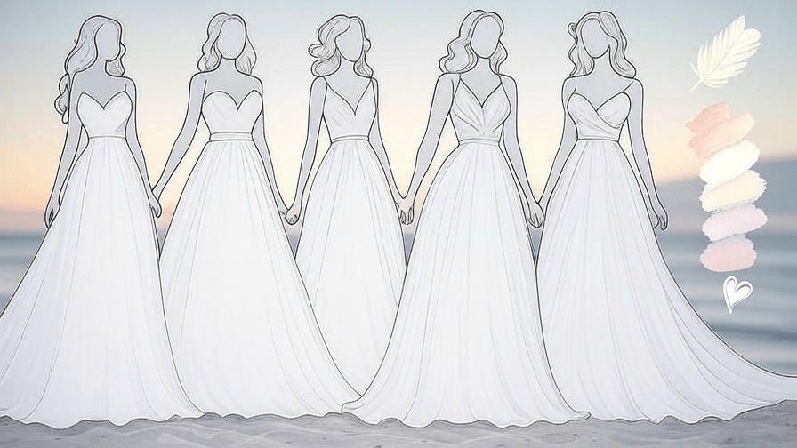 Illustration de différentes robes de mariée