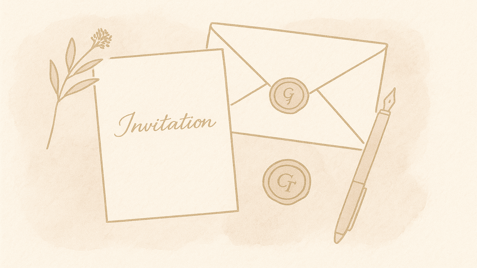 Illustration d'invitations et de faire-part pour un mariage