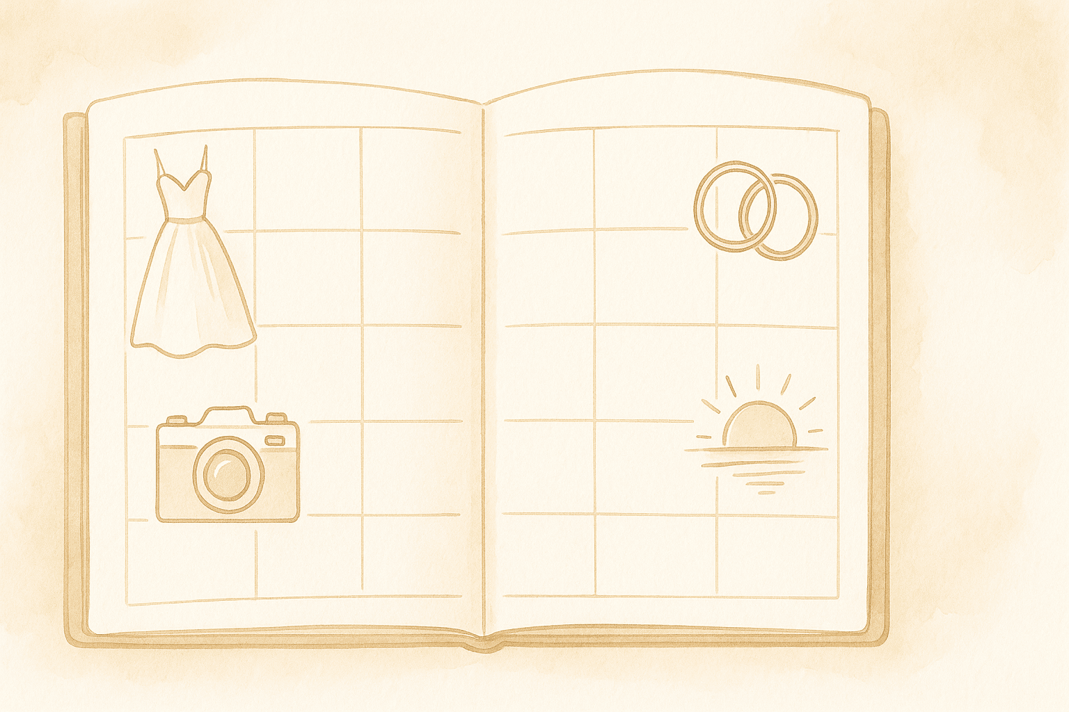 Illustration de l'agenda d'une mariée qui planifie son mariage