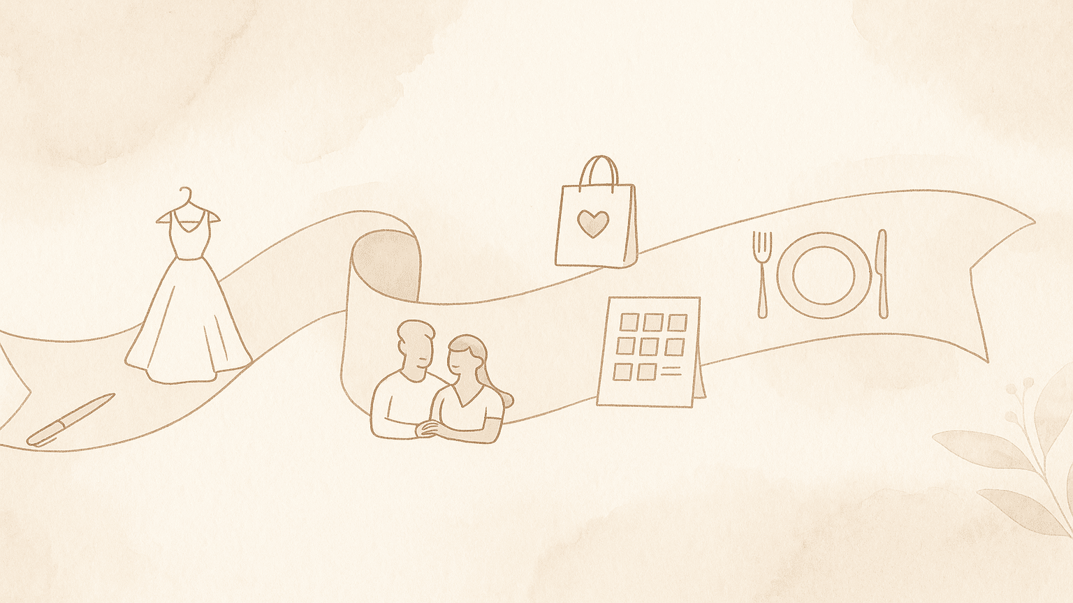 Illustration abstraite du calendrier de l'organisation d'un mariage